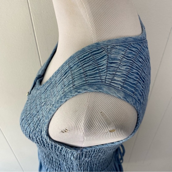 Vintage Bridge Sportswear Denim Midi Dress Blue Smocked Modest Cottagecore Sz S - Picture 8 of 13